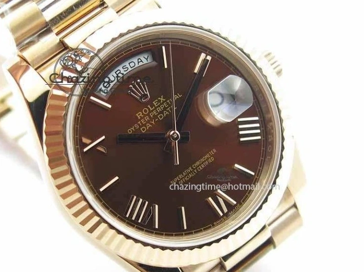 1226 Sophisticated Day-Date 40mm 228239 RG Noob 1:1 Best Edition Brown Roman Dial On RG President Bracelet A 3707